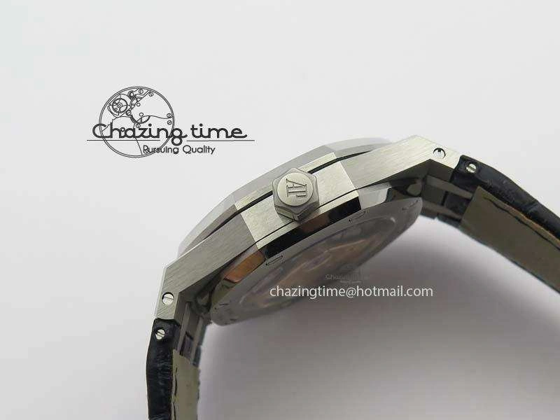 Royal Oak 37mm 15452 SS Full Paved Diamonds JF 1:1 Best Edition Diamonds Dial On Leather Strap A3120
