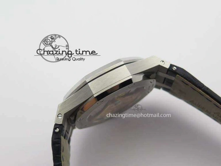 Royal Oak 37mm 15452 SS Full Paved Diamonds JF 1:1 Best Edition Diamonds Dial On Leather Strap A3120