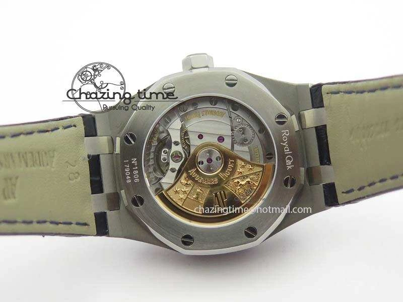 Royal Oak 37mm 15452 SS Full Paved Diamonds JF 1:1 Best Edition Diamonds Dial On Leather Strap A3120