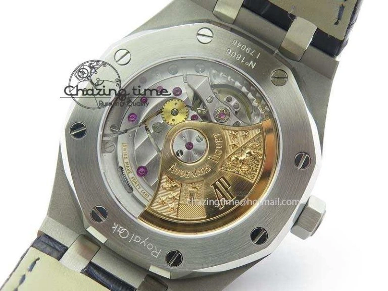 Royal Oak 37mm 15452 SS Full Paved Diamonds JF 1:1 Best Edition Diamonds Dial On Leather Strap A3120