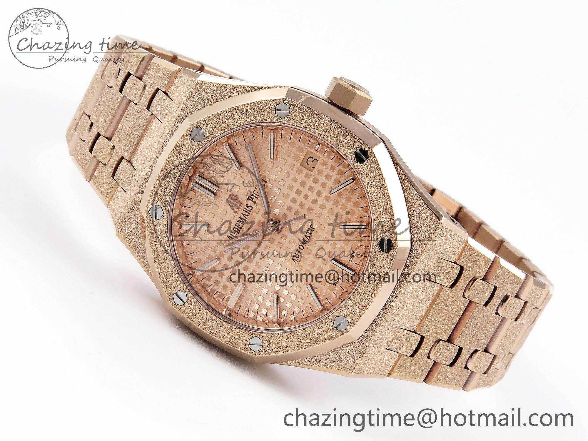 Royal Oak 37mm 15454 Frosted RG APSF 1:1 Best Edition RG Textured Dial on Frosted RG Bracelet SA3120 Super Clone