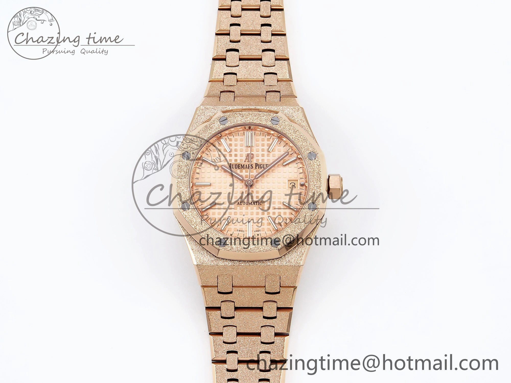 Royal Oak 37mm 15454 Frosted RG APSF 1:1 Best Edition RG Textured Dial on Frosted RG Bracelet SA3120 Super Clone
