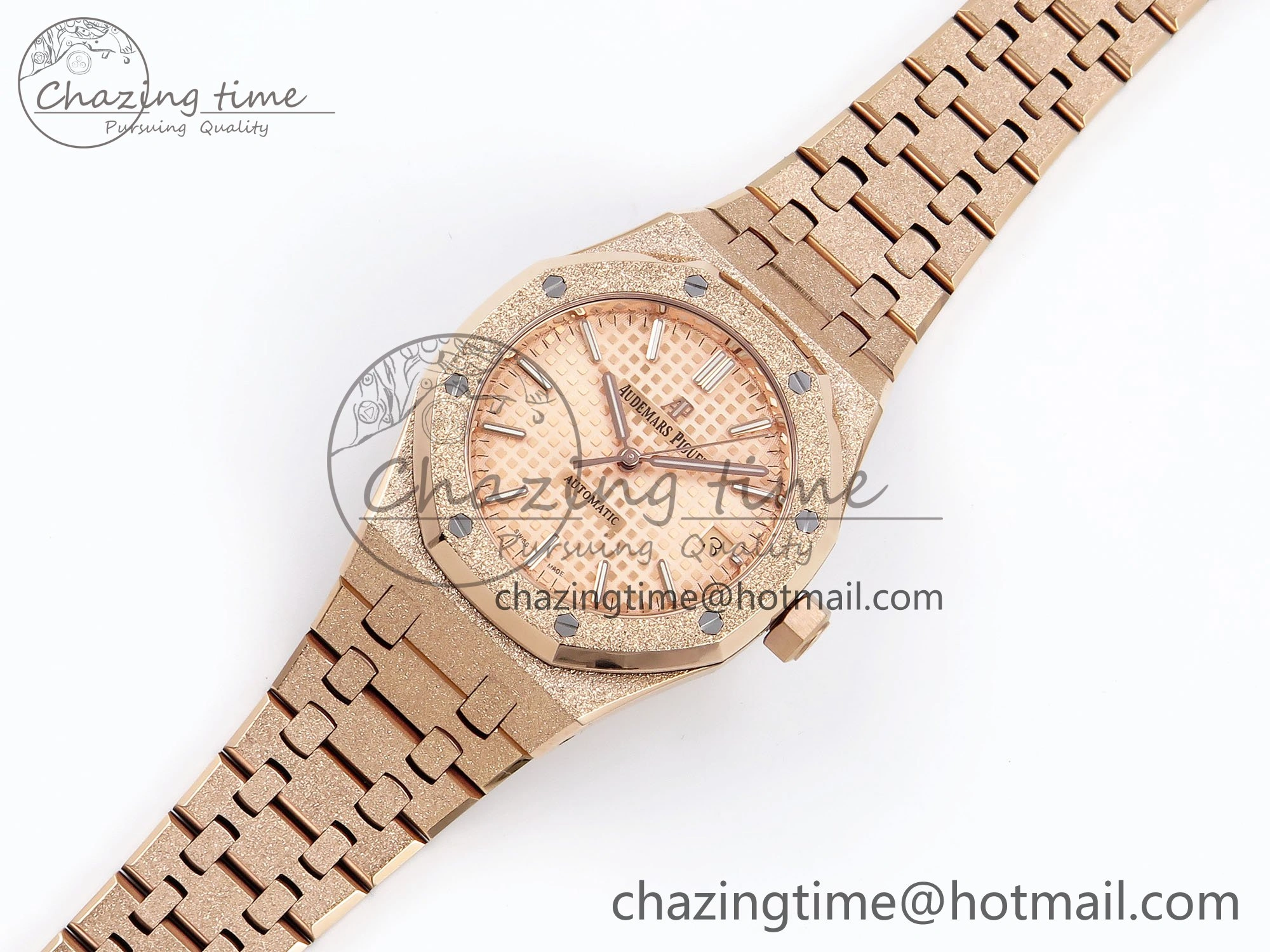 Royal Oak 37mm 15454 Frosted RG APSF 1:1 Best Edition RG Textured Dial on Frosted RG Bracelet SA3120 Super Clone