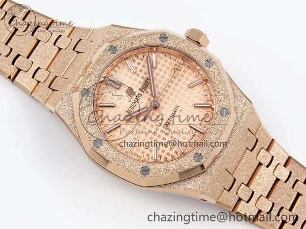 Royal Oak 37mm 15454 Frosted RG APSF 1:1 Best Edition RG Textured Dial on Frosted RG Bracelet SA3120 Super Clone