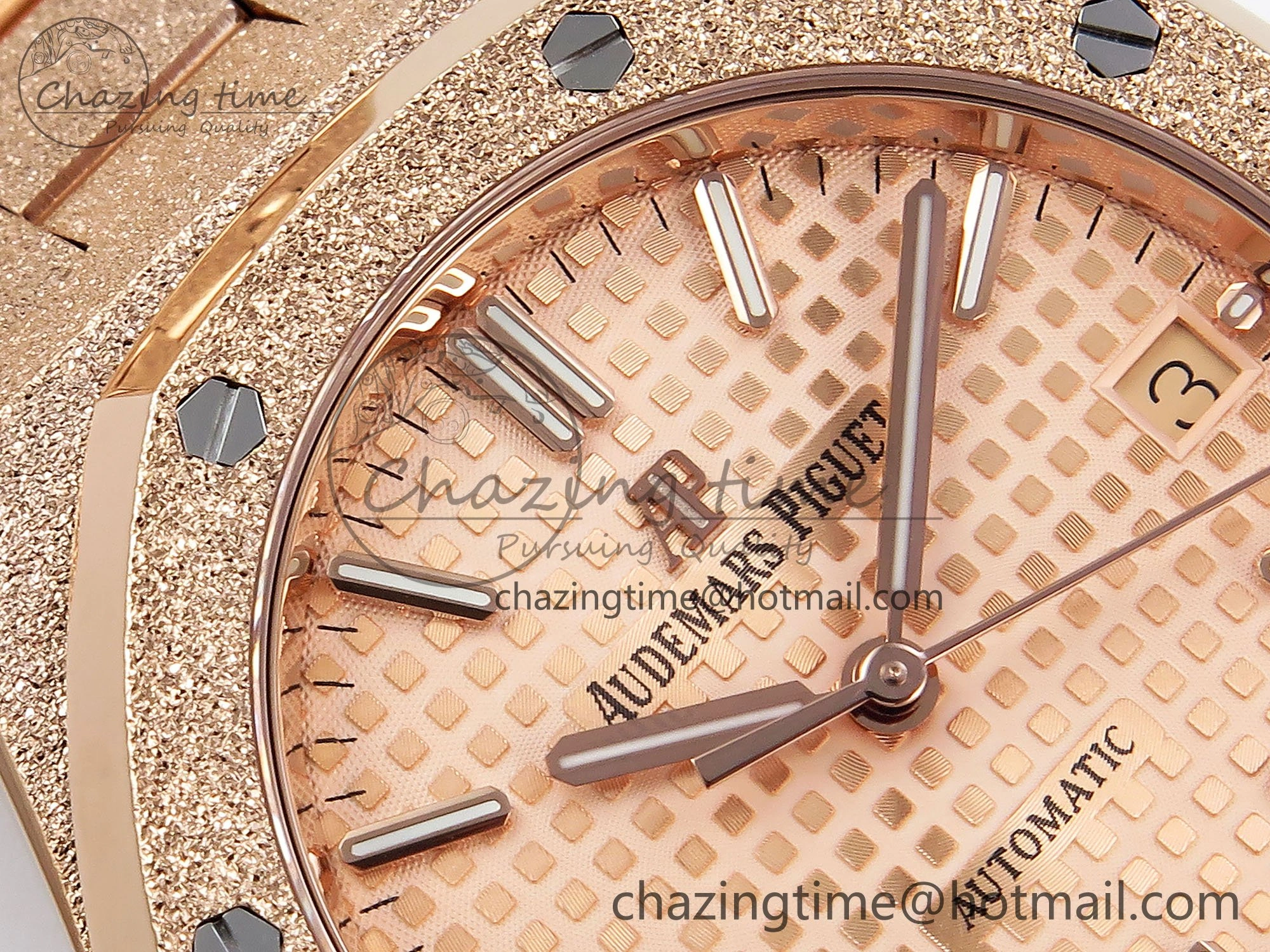 Royal Oak 37mm 15454 Frosted RG APSF 1:1 Best Edition RG Textured Dial on Frosted RG Bracelet SA3120 Super Clone