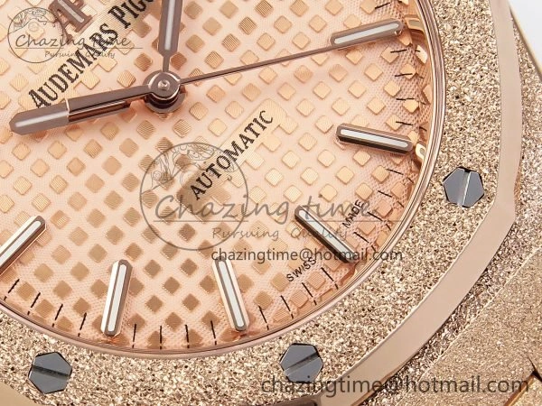 Royal Oak 37mm 15454 Frosted RG APSF 1:1 Best Edition RG Textured Dial on Frosted RG Bracelet SA3120 Super Clone
