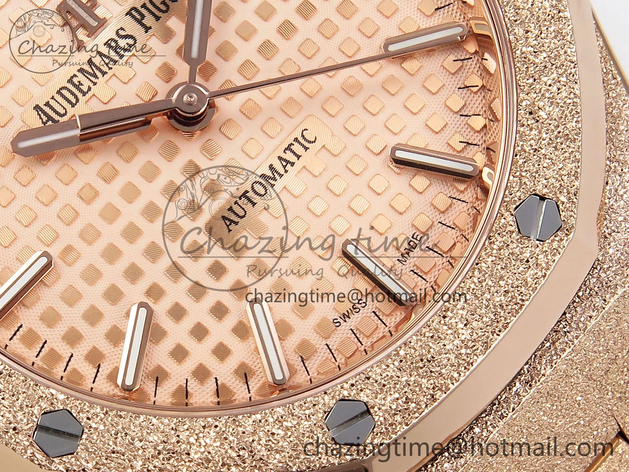 Royal Oak 37mm 15454 Frosted RG APSF 1:1 Best Edition RG Textured Dial on Frosted RG Bracelet SA3120 Super Clone