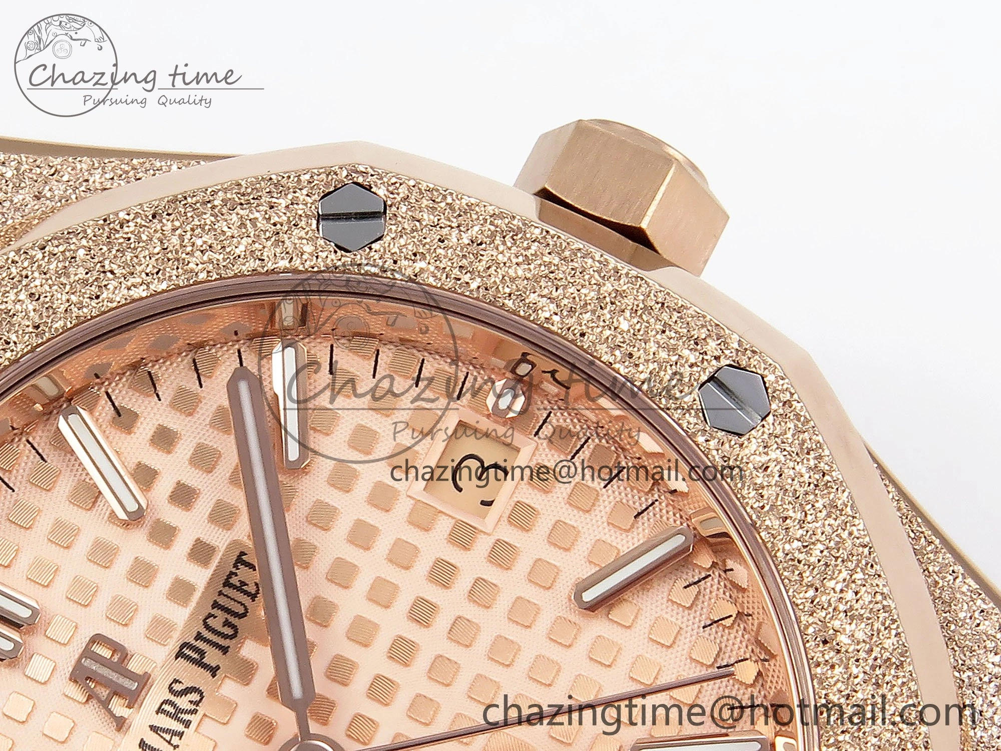 Royal Oak 37mm 15454 Frosted RG APSF 1:1 Best Edition RG Textured Dial on Frosted RG Bracelet SA3120 Super Clone