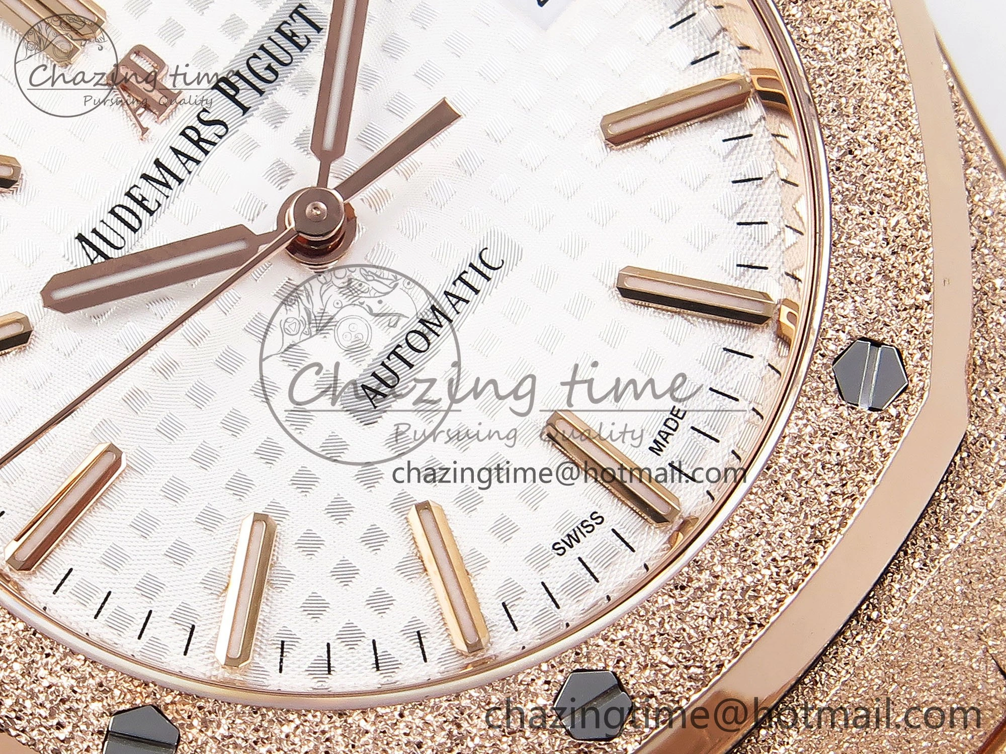 Royal Oak 37mm 15454 Frosted RG APSF 1:1 Best Edition White Textured Dial on Frosted RG Bracelet SA3120 Super Clone