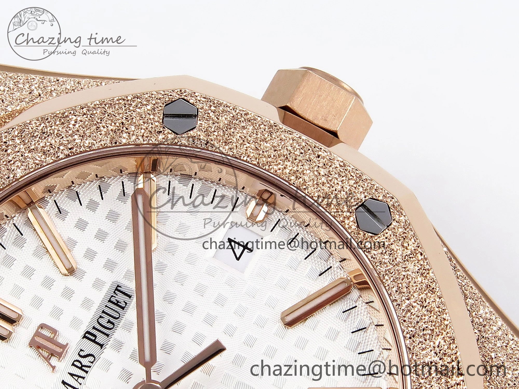 Royal Oak 37mm 15454 Frosted RG APSF 1:1 Best Edition White Textured Dial on Frosted RG Bracelet SA3120 Super Clone