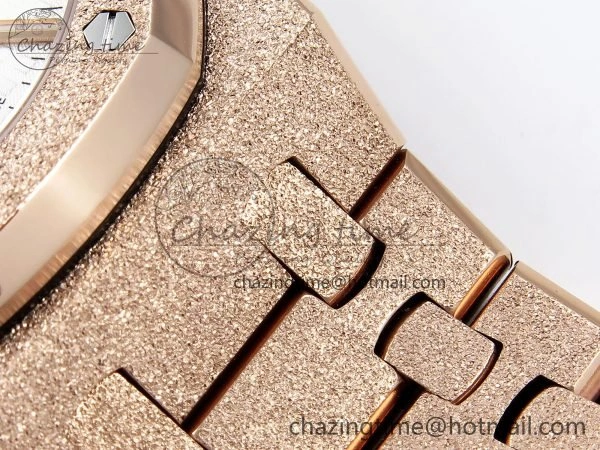 Royal Oak 37mm 15454 Frosted RG APSF 1:1 Best Edition White Textured Dial on Frosted RG Bracelet SA3120 Super Clone