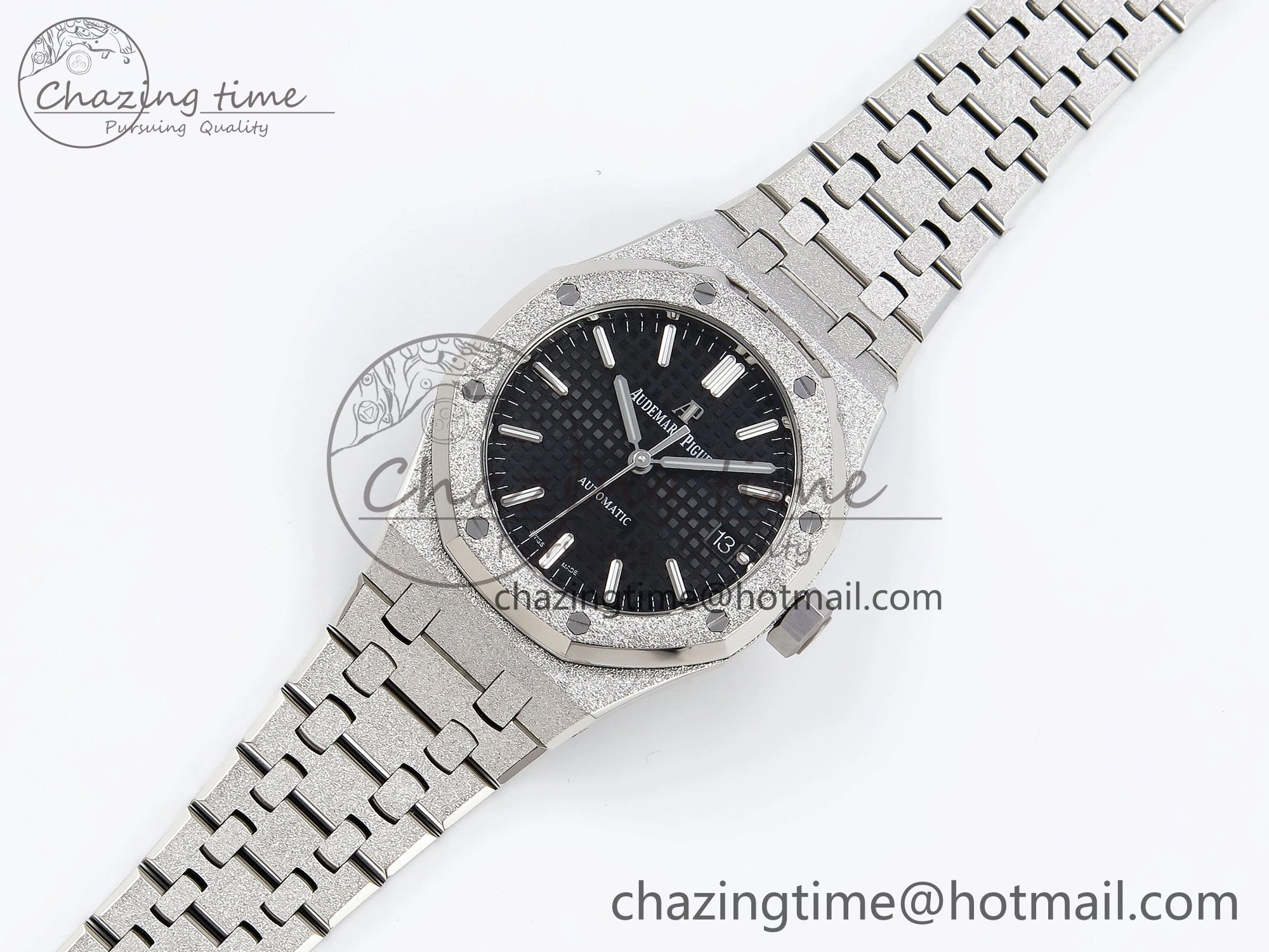 Royal Oak 37mm 15454 Frosted SS APSF 1:1 Best Edition Black Textured Dial on Frosted SS Bracelet SA3120 Super Clone