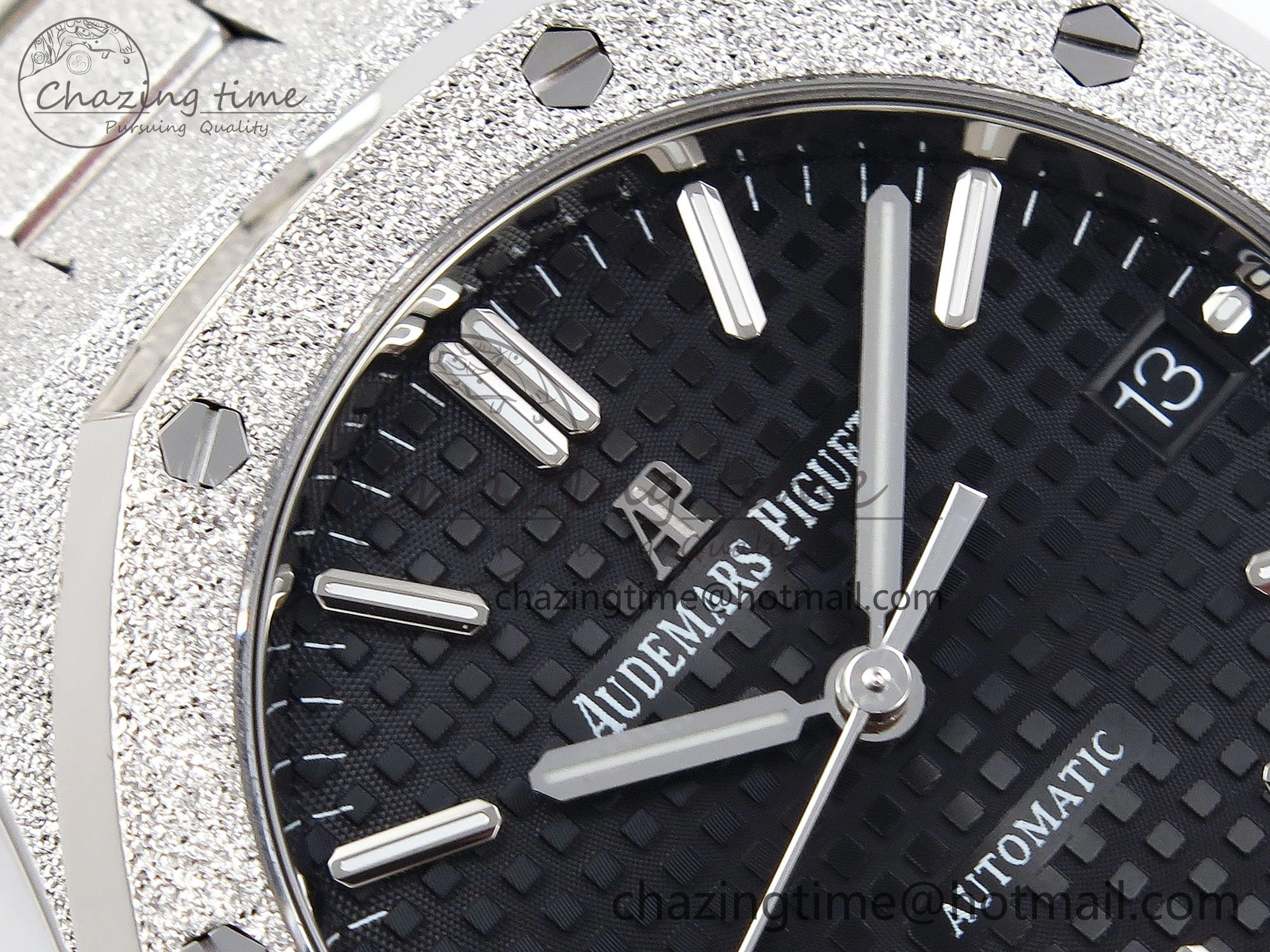 Royal Oak 37mm 15454 Frosted SS APSF 1:1 Best Edition Black Textured Dial on Frosted SS Bracelet SA3120 Super Clone