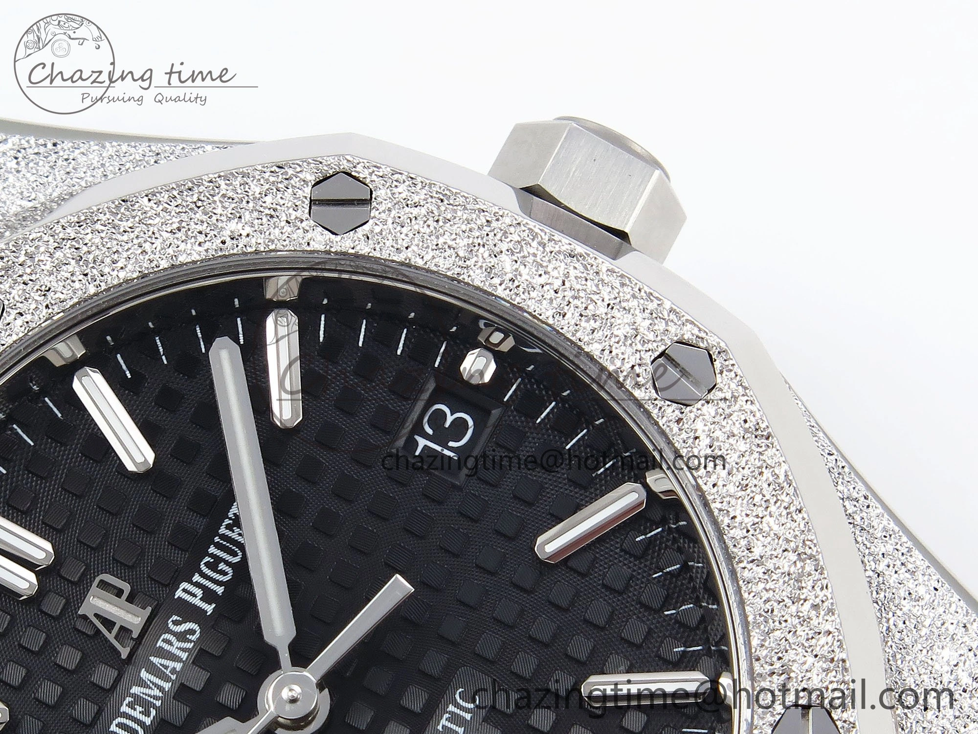 Royal Oak 37mm 15454 Frosted SS APSF 1:1 Best Edition Black Textured Dial on Frosted SS Bracelet SA3120 Super Clone