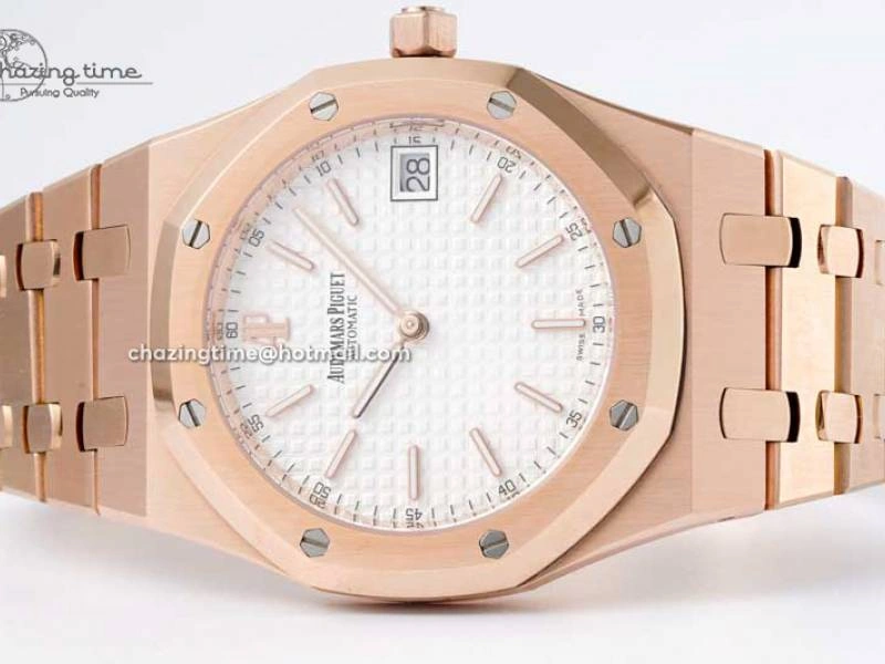 Royal Oak 39mm 15202 RG BF 1:1 Best Edition White Textured Dial on RG Bracelet A2121