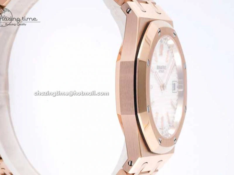 Royal Oak 39mm 15202 RG BF 1:1 Best Edition White Textured Dial on RG Bracelet A2121