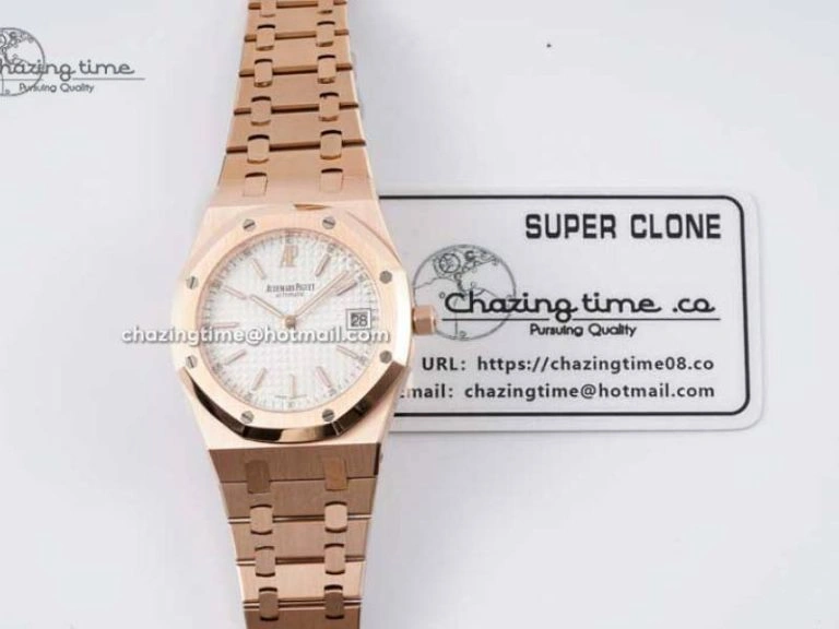 Royal Oak 39mm 15202 RG BF 1:1 Best Edition White Textured Dial on RG Bracelet A2121