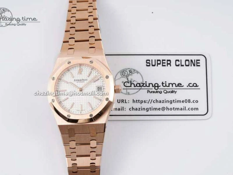 Royal Oak 39mm 15202 RG BF 1:1 Best Edition White Textured Dial on RG Bracelet A2121