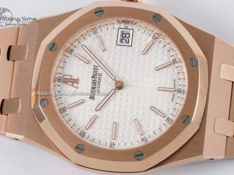 Royal Oak 39mm 15202 RG BF 1:1 Best Edition White Textured Dial on RG Bracelet A2121