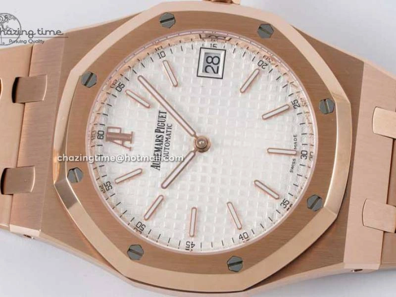 Royal Oak 39mm 15202 RG BF 1:1 Best Edition White Textured Dial on RG Bracelet A2121