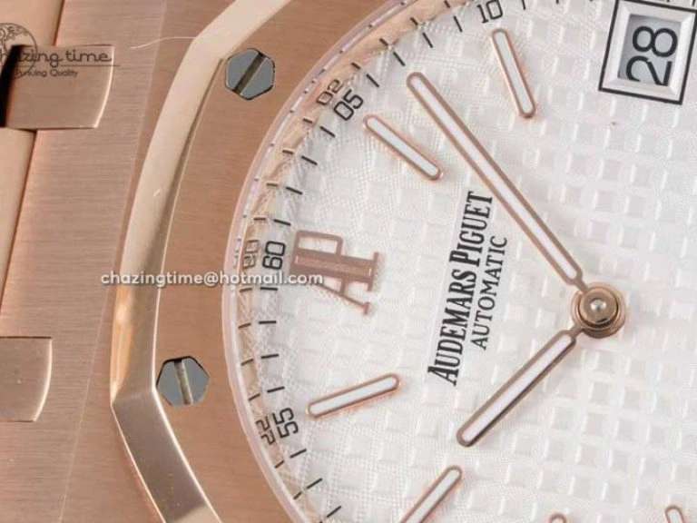 Royal Oak 39mm 15202 RG BF 1:1 Best Edition White Textured Dial on RG Bracelet A2121