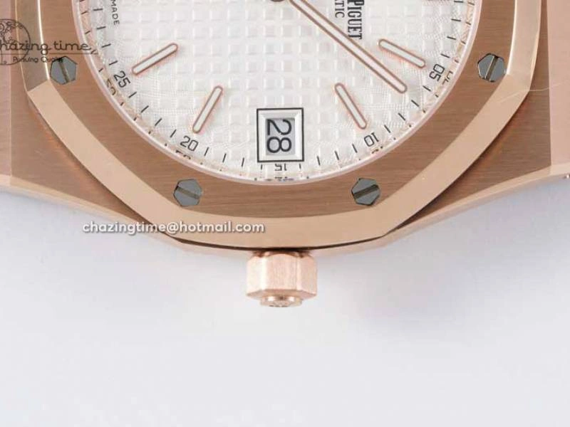 Royal Oak 39mm 15202 RG BF 1:1 Best Edition White Textured Dial on RG Bracelet A2121