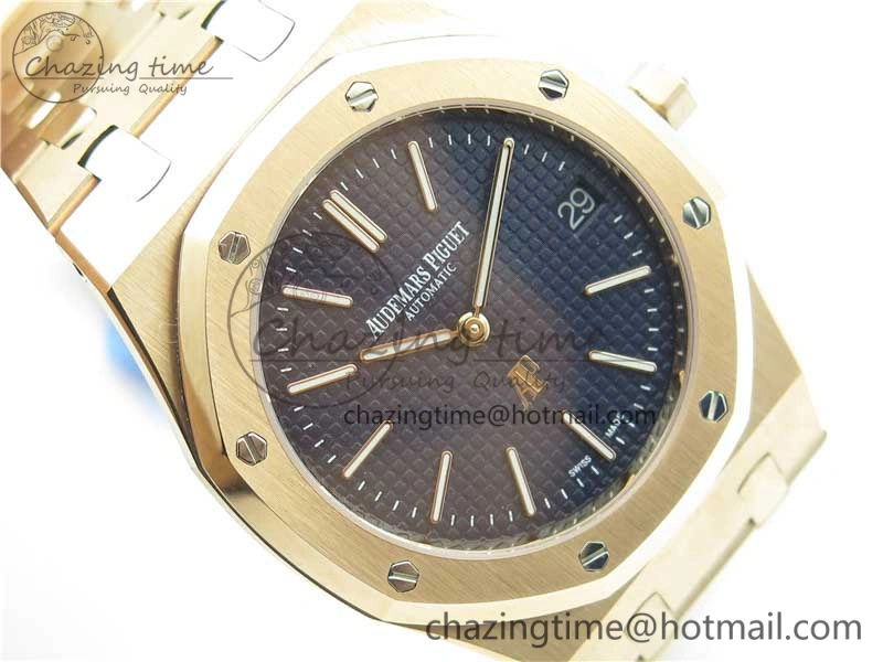 Royal Oak 39mm 15202 RG KZF 1:1 Best Edition Blue Textured Dial on RG Bracelet A2121