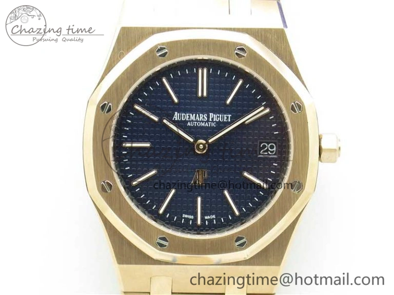 Royal Oak 39mm 15202 RG KZF 1:1 Best Edition Blue Textured Dial on RG Bracelet A2121