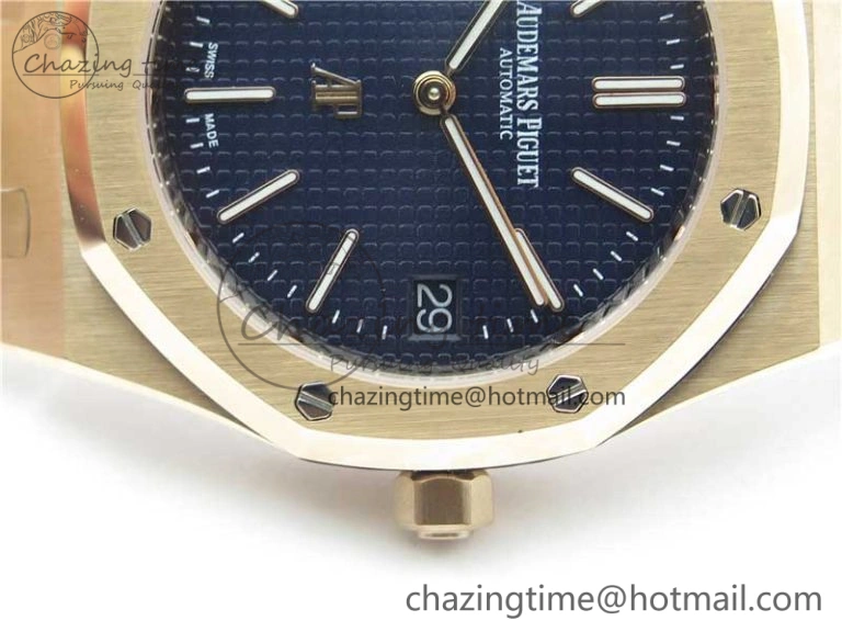 Royal Oak 39mm 15202 RG KZF 1:1 Best Edition Blue Textured Dial on RG Bracelet A2121