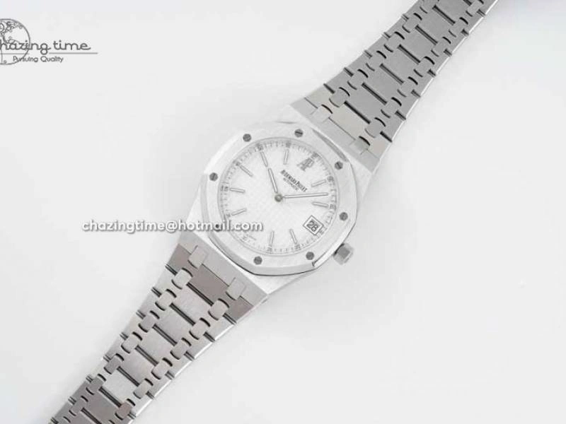Royal Oak 39mm 15202 SS BF 1:1 Best Edition White Textured Dial on SS Bracelet A2121