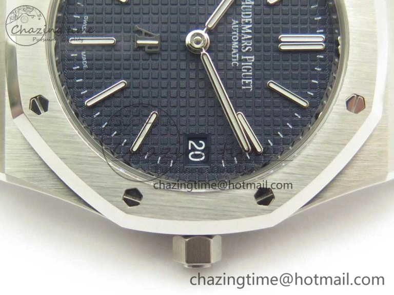 Royal Oak 39mm 15202 SS JF 1:1 Best Edition Blue Textured Dial on SS Bracelet A2121