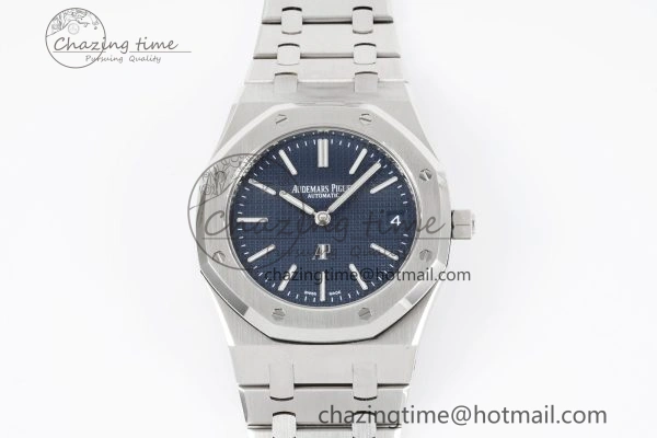 Royal Oak 39mm 15202 SS JJF 1:1 Best Edition Blue Textured Dial on SS Bracelet A2121