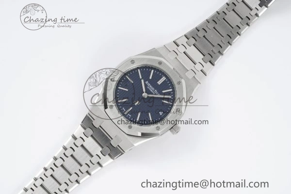 Royal Oak 39mm 15202 SS JJF 1:1 Best Edition Blue Textured Dial on SS Bracelet A2121