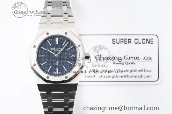 Royal Oak 39mm 15202 SS JJF 1:1 Best Edition Blue Textured Dial on SS Bracelet A2121