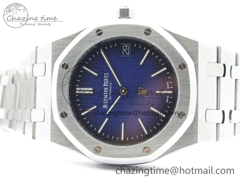 Royal Oak 39mm 15202 SS KZF 1:1 Best Edition Blue Textured Dial on SS Bracelet A2121