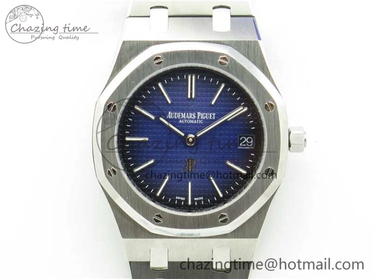 Royal Oak 39mm 15202 SS KZF 1:1 Best Edition Blue Textured Dial on SS Bracelet A2121