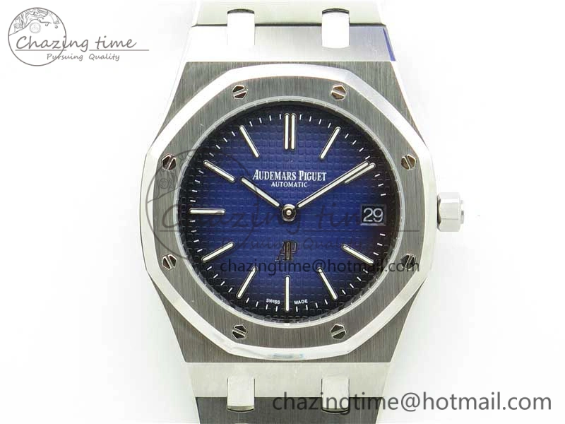 Royal Oak 39mm 15202 SS KZF 1:1 Best Edition Blue Textured Dial on SS Bracelet A2121