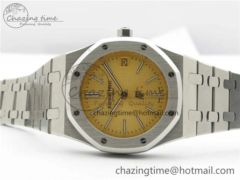 Royal Oak 39mm 15202 SS KZF 1:1 Best Edition Yellow Textured Dial on SS Bracelet A2121