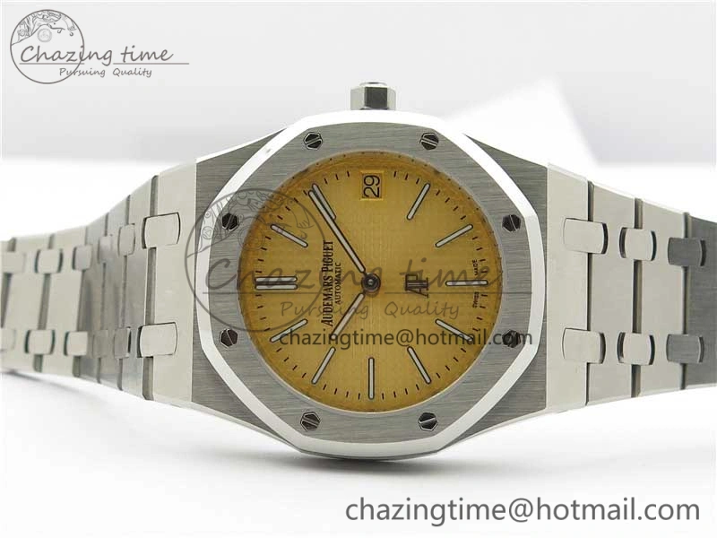 Royal Oak 39mm 15202 SS KZF 1:1 Best Edition Yellow Textured Dial on SS Bracelet A2121