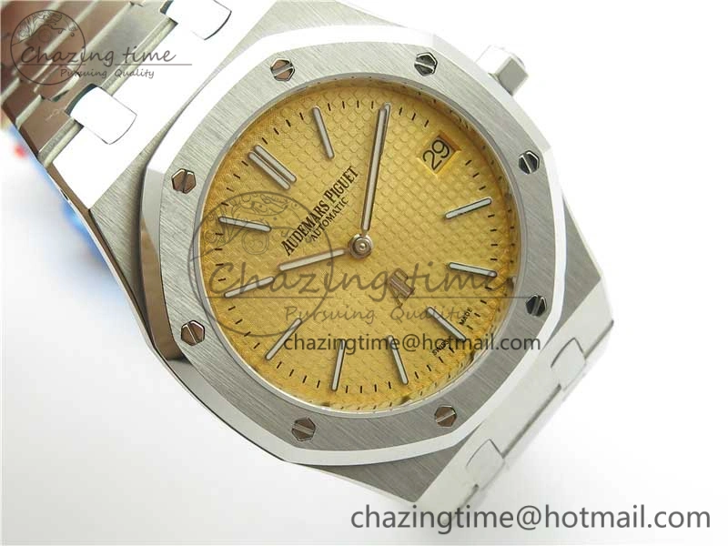 Royal Oak 39mm 15202 SS KZF 1:1 Best Edition Yellow Textured Dial on SS Bracelet A2121