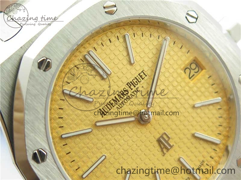Royal Oak 39mm 15202 SS KZF 1:1 Best Edition Yellow Textured Dial on SS Bracelet A2121