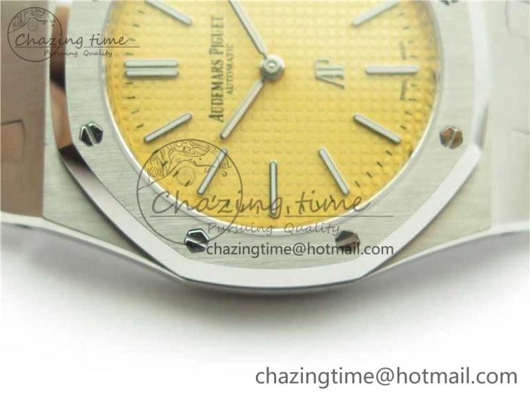 Royal Oak 39mm 15202 SS KZF 1:1 Best Edition Yellow Textured Dial on SS Bracelet A2121