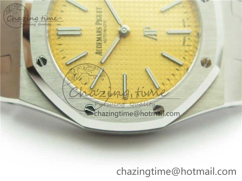 Royal Oak 39mm 15202 SS KZF 1:1 Best Edition Yellow Textured Dial on SS Bracelet A2121