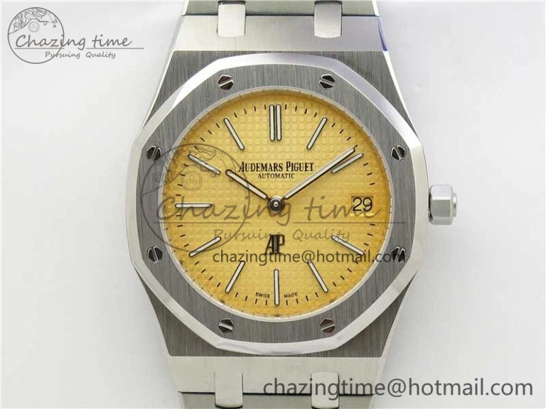 Royal Oak 39mm 15202 SS KZF 1:1 Best Edition Yellow Textured Dial on SS Bracelet A2121