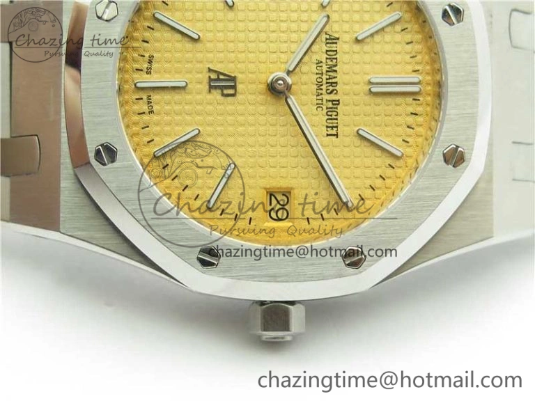 Royal Oak 39mm 15202 SS KZF 1:1 Best Edition Yellow Textured Dial on SS Bracelet A2121