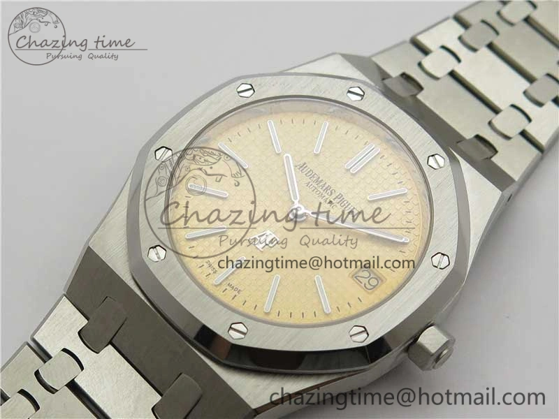 Royal Oak 39mm 15202 SS KZF 1:1 Best Edition Yellow Textured Dial on SS Bracelet A2121