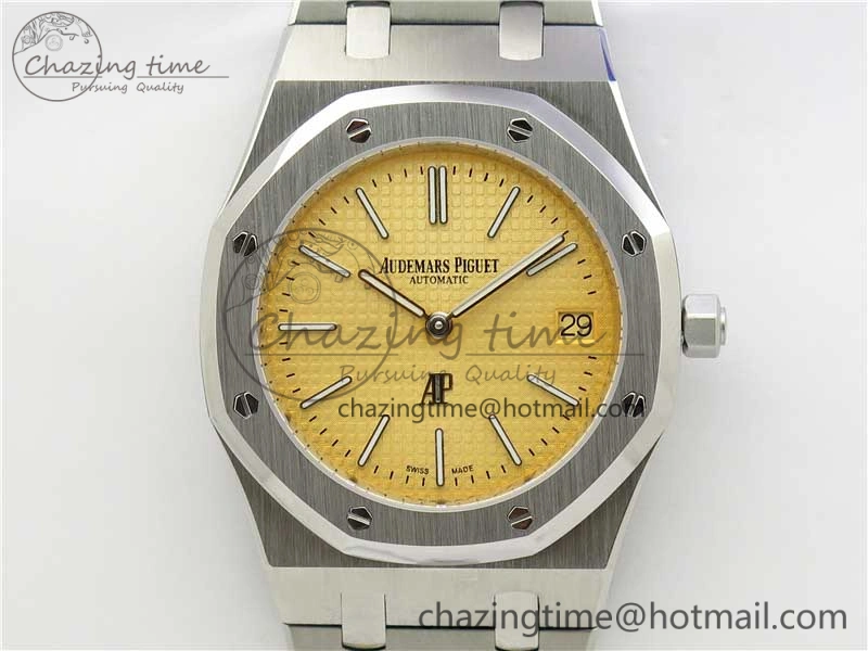 Royal Oak 39mm 15202 SS KZF 1:1 Best Edition Yellow Textured Dial on SS Bracelet A2121