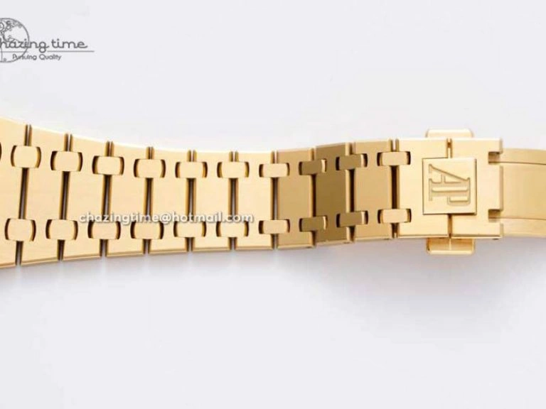 Royal Oak 39mm 15202 YG BF 1:1 Best Edition White Textured Dial on YG Bracelet A2121