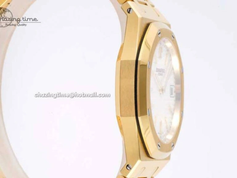 Royal Oak 39mm 15202 YG BF 1:1 Best Edition White Textured Dial on YG Bracelet A2121