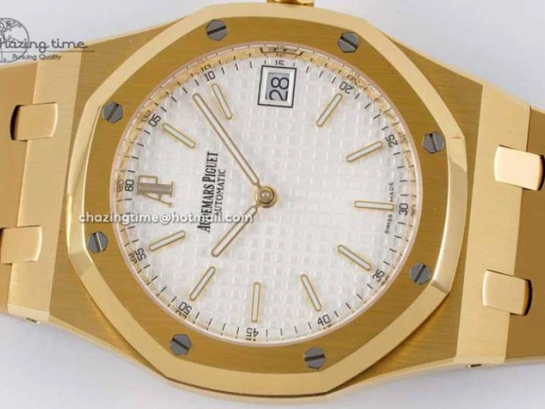 Royal Oak 39mm 15202 YG BF 1:1 Best Edition White Textured Dial on YG Bracelet A2121
